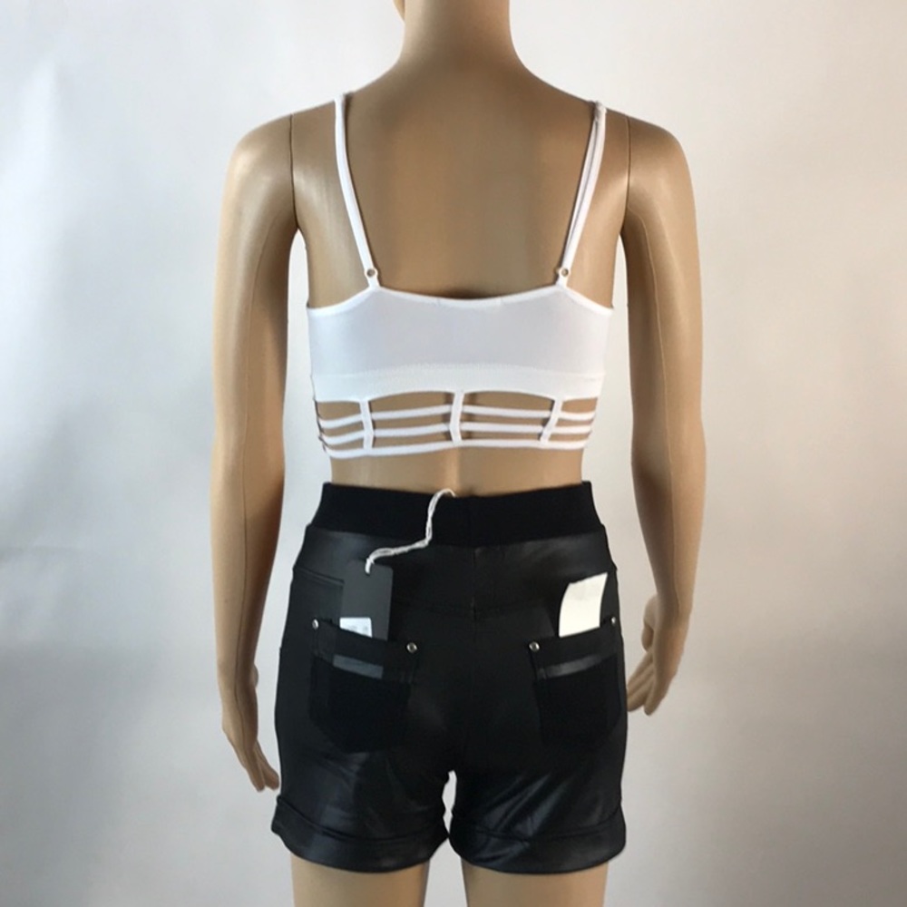 BLACK FAUX LEATHER SHORTS-PRICE FIRM - Picture 7 of 8